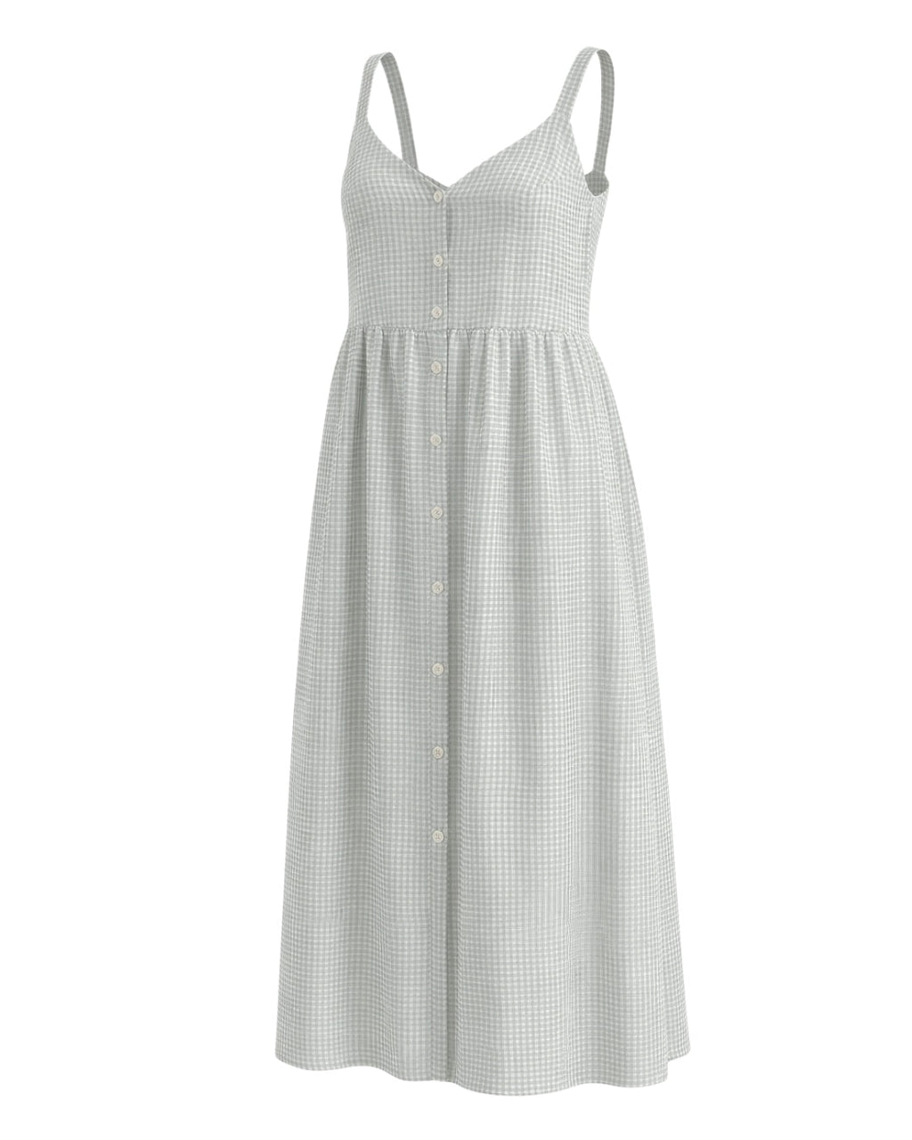 Estelle - Button Down Cotton Dress In Blue Gingham