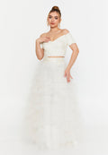 White Two-Piece Bridal Lace & Tulle Set